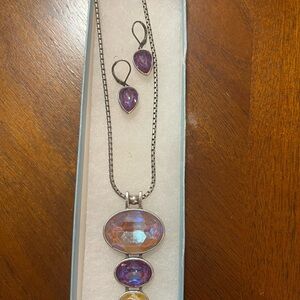 Touchstone Crystal by Swarovski pendent necklace and earrings